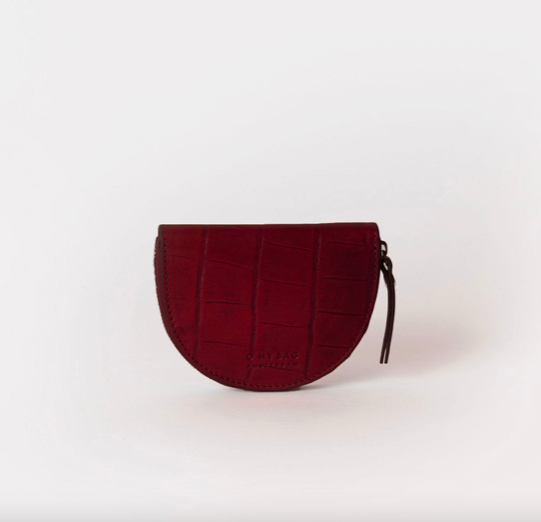 O My Bag - Laura Coin Purse, Dark Ruby Croco Leather