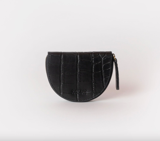 O My Bag - Laura Coin Purse, Black Croco Leather