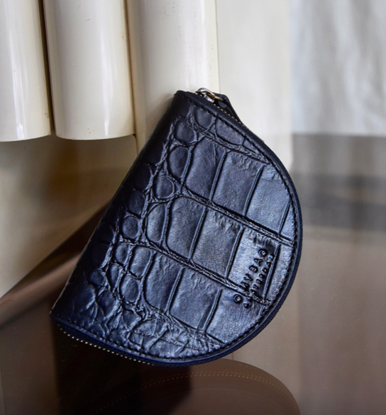 O My Bag - Laura Coin Purse, Black Croco Leather