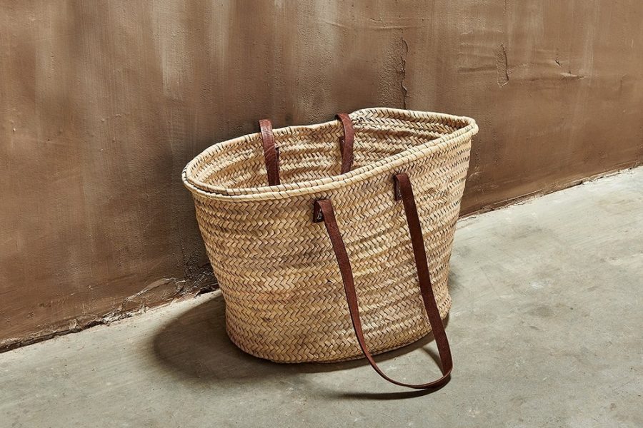 Modern Small World - Long Handle Basket, Brown