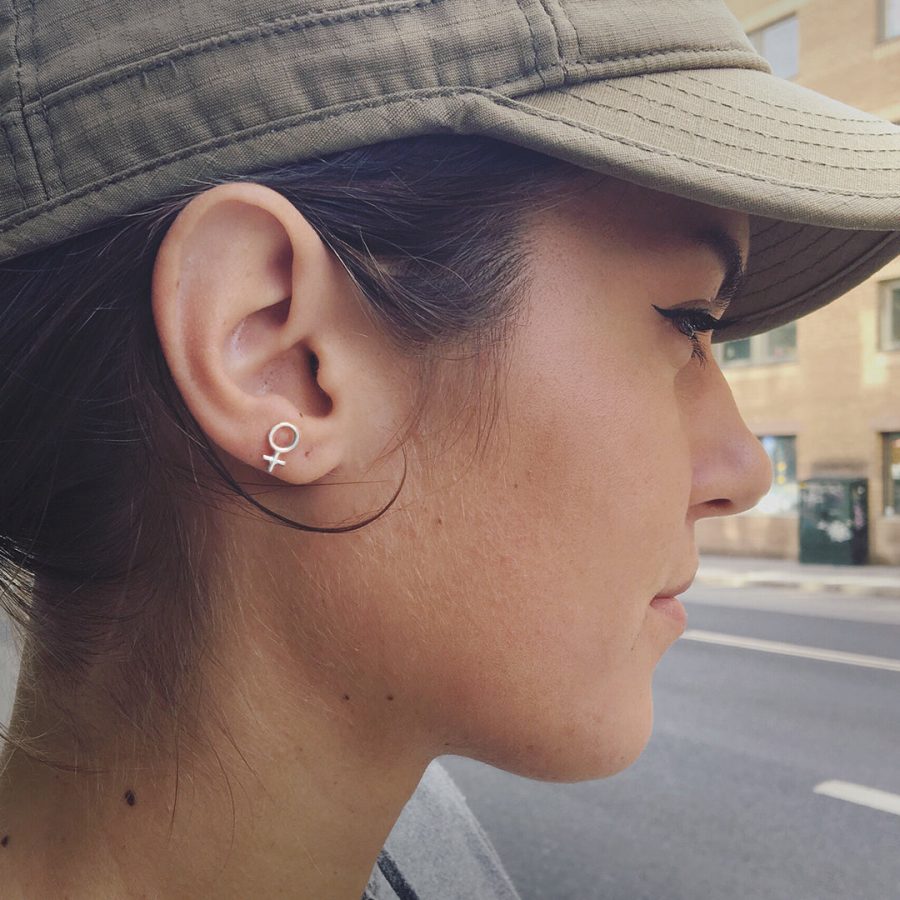 Wild & Arrow - Minna Tiny Feminist Earring, Silver